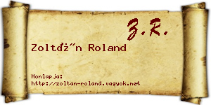 Zoltán Roland névjegykártya